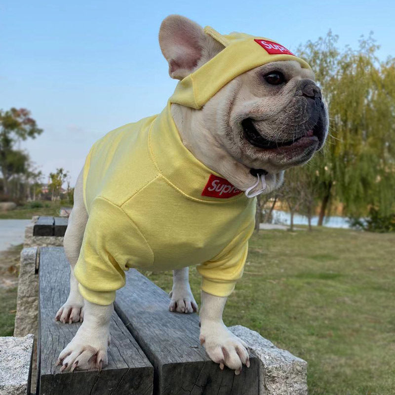 Pet Clothing Trendy Brand Street Dog Clothes Teddy Bottom Coat Hat Set