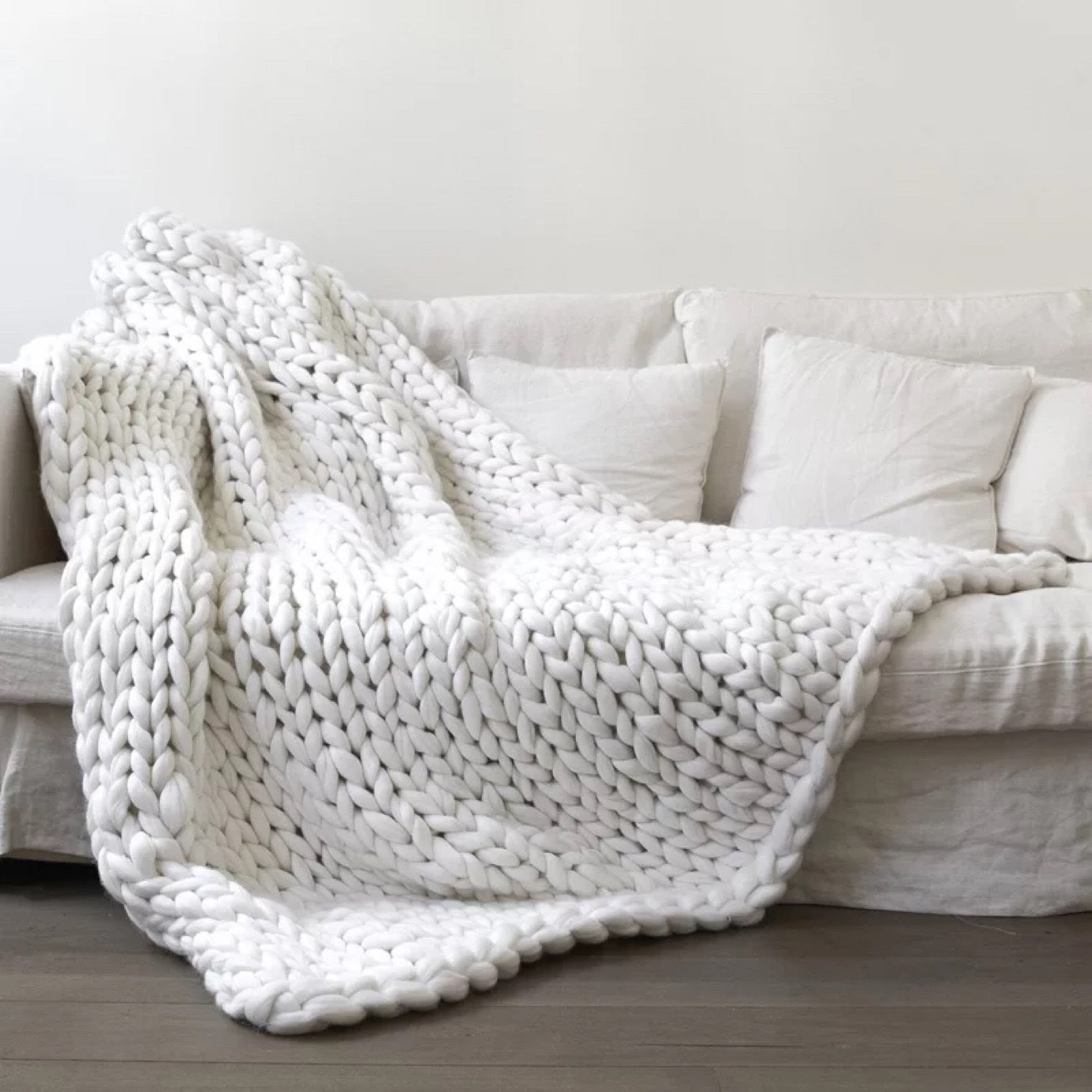 Nordic Chunky Knit Blanket Handmade Crochet Throw Knitted Blanket Sofa Blanket Oversized Woolen Blanket