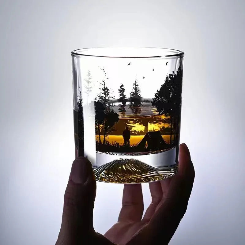 Iceberg-Creative Silhouette Whiskey Wine Glass, Snow Mountain Cup, Thick Bottom Rock Cup
