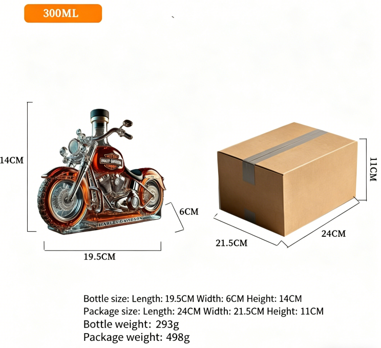 Motorcycle Whiskey Bottle High Borosilicate Glass