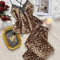 Women's Sleepwear Set, Spring and Autumn Strap Long Pants Two-Piece Set, Sexy Leopard Print Pajamas Homewear Set
