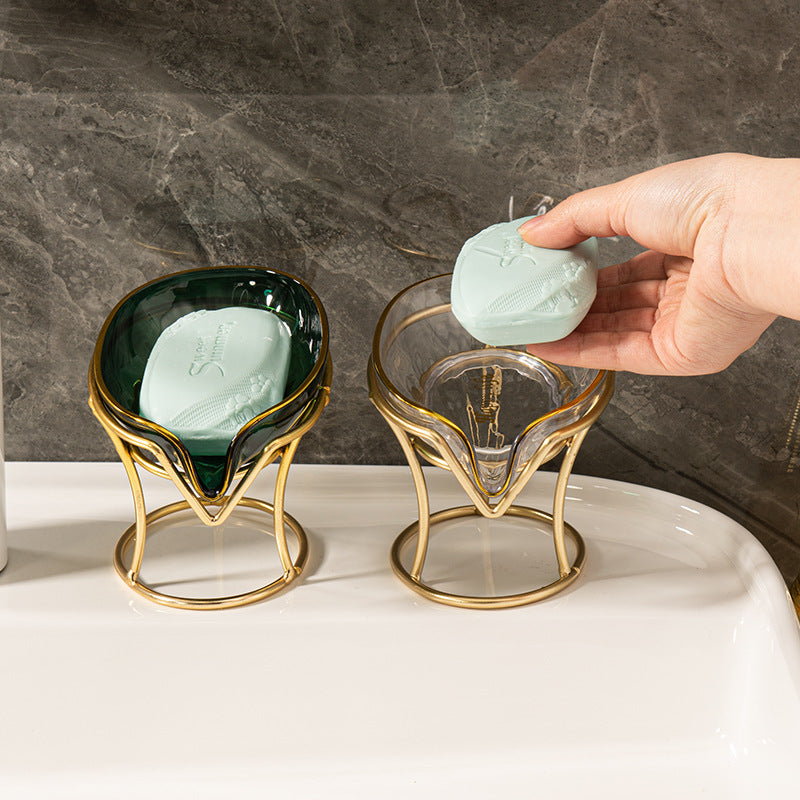 Light Luxury Bronzing Soap Box Household Toilet Drain Soap Box Creative Punch-Free Storage Rack
