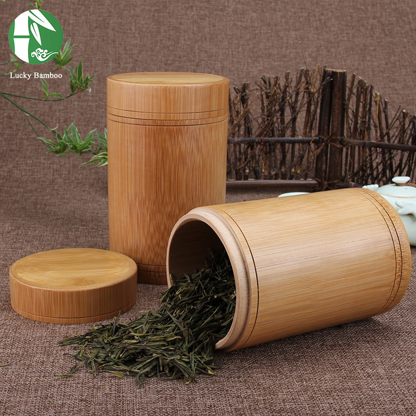 Bamboo Storage Jars Wooden Box Containers Handmade For Spices Tea Coffee Sugar With Lid Vintage