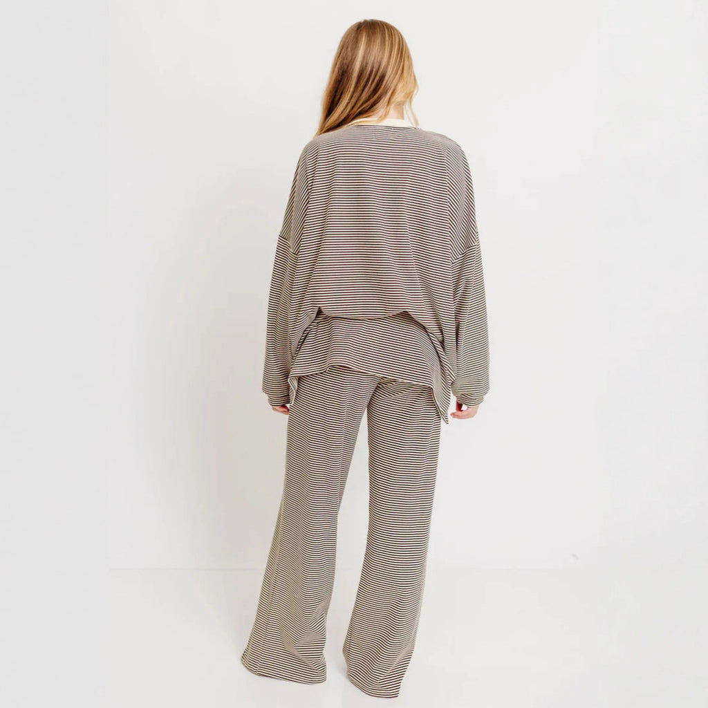 Fashion Stripe Casual Lounge Wear Pajama Set for Women