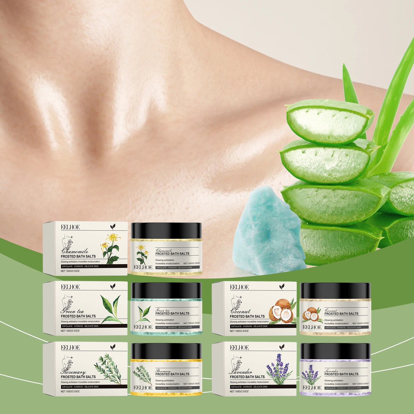 EELHOE Exfoliating Bath Salts Cleanse The Body, Nourish And Soothe Soft Skin, Moisturize And Smooth Bath Salts