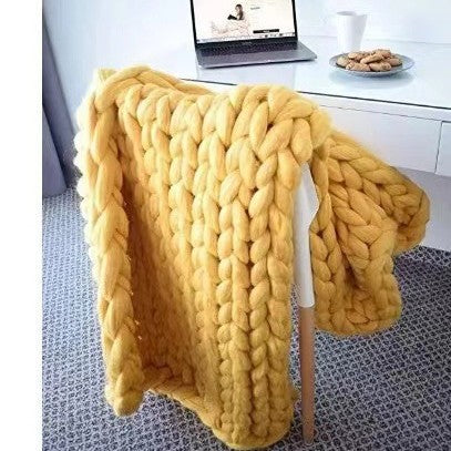 Nordic Chunky Knit Blanket Handmade Crochet Throw Knitted Blanket Sofa Blanket Oversized Woolen Blanket