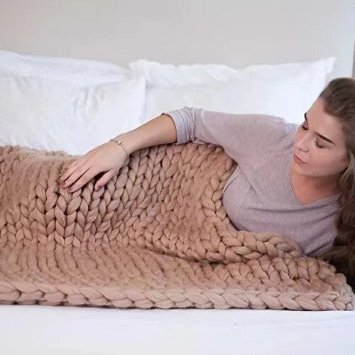 Nordic Chunky Knit Blanket Handmade Crochet Throw Knitted Blanket Sofa Blanket Oversized Woolen Blanket