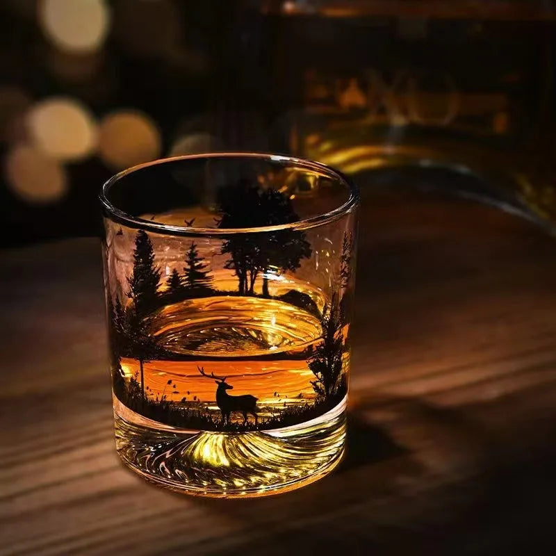 Iceberg-Creative Silhouette Whiskey Wine Glass, Snow Mountain Cup, Thick Bottom Rock Cup