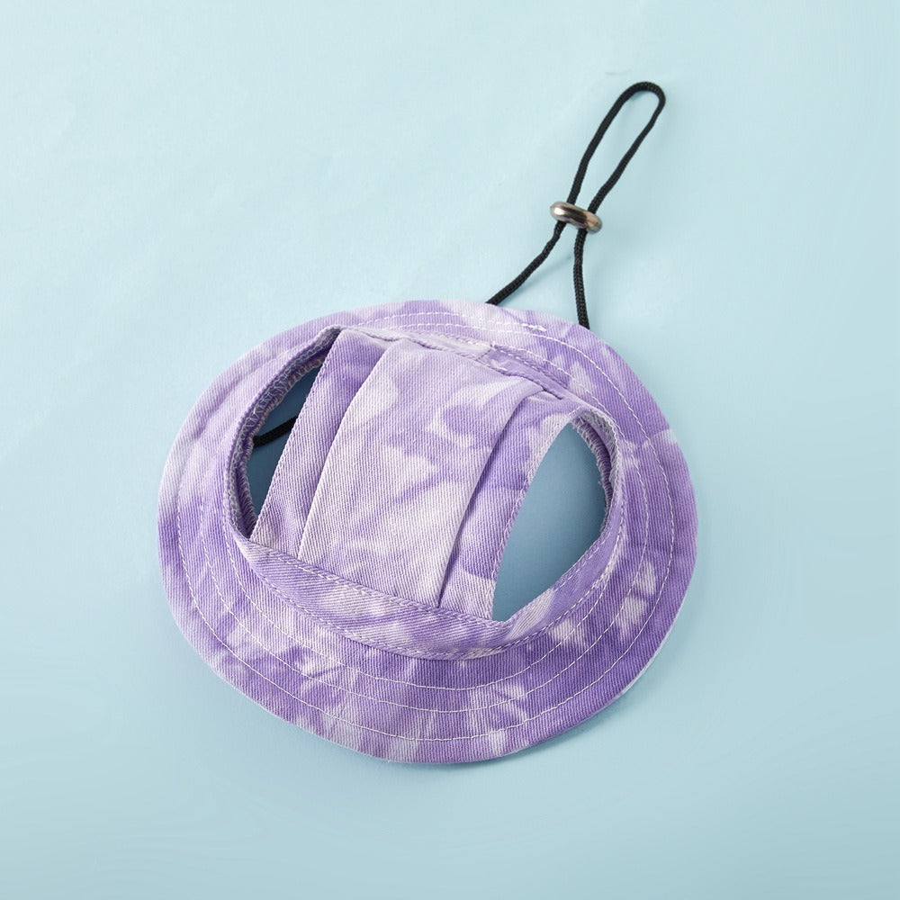 New Pet Hat Ear Leakage Cotton Tie Dyed Dog Hat