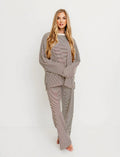 Fashion Stripe Casual Lounge Wear Pajama Set for Women