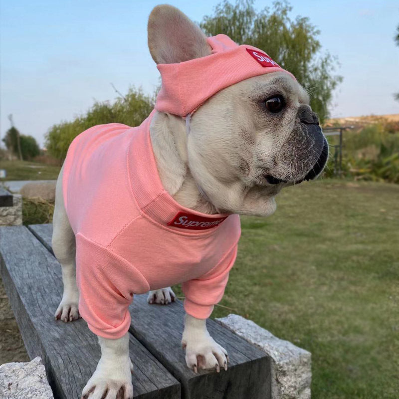 Pet Clothing Trendy Brand Street Dog Clothes Teddy Bottom Coat Hat Set