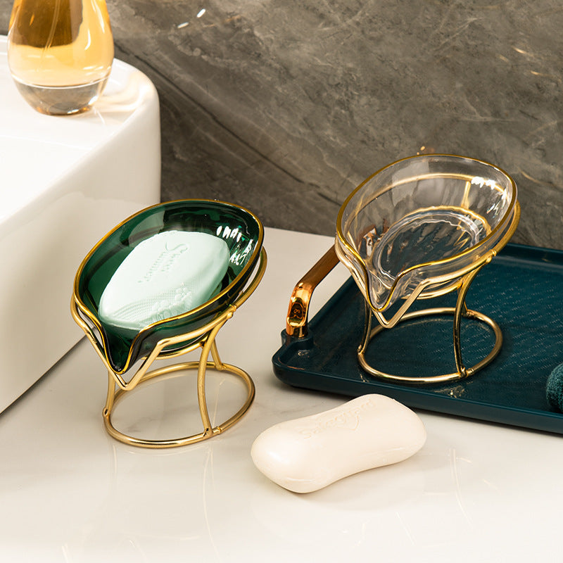 Light Luxury Bronzing Soap Box Household Toilet Drain Soap Box Creative Punch-Free Storage Rack