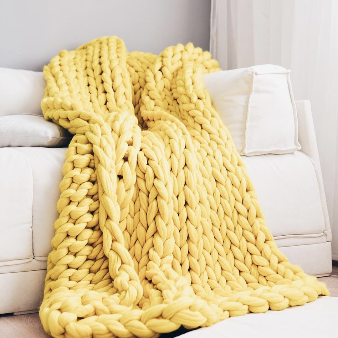 Nordic Chunky Knit Blanket Handmade Crochet Throw Knitted Blanket Sofa Blanket Oversized Woolen Blanket