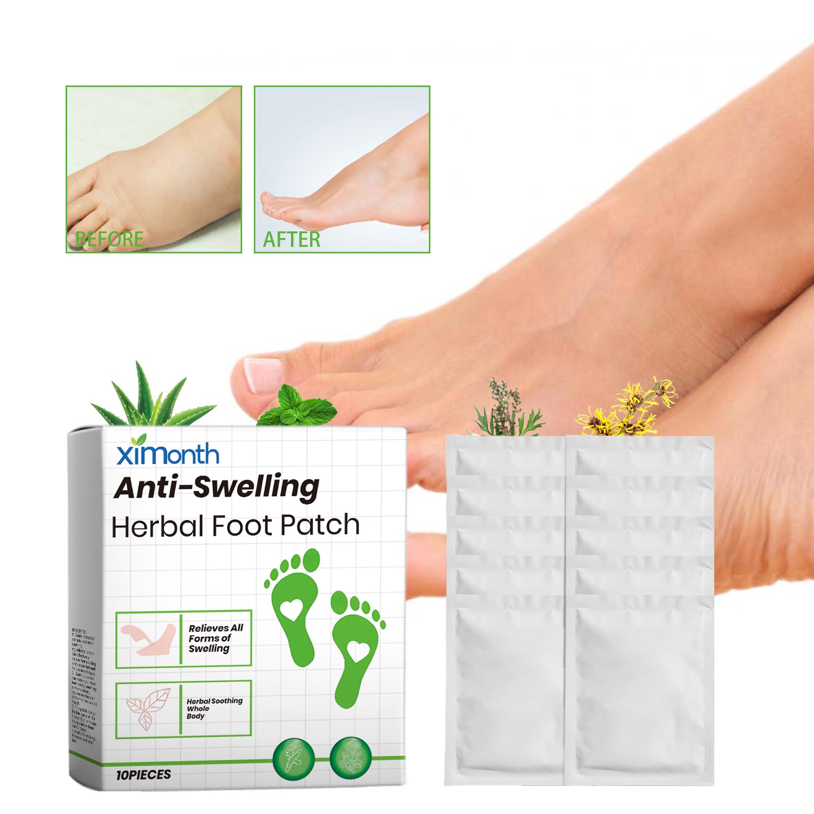Anti-Swelling Herbal Foot Patch, Deep Cleansing Feet Relaxing Body Care Pads To Help You Sleep