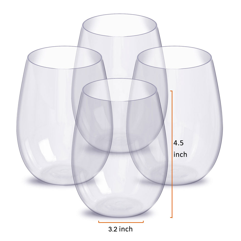 4pcs/set Shatterproof Stemless Plastic Wine Glasses Unbreakable PCTG Red Wine Glasses