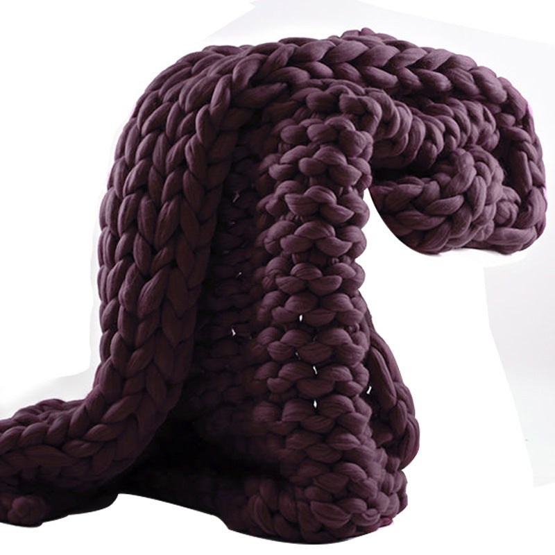 Nordic Chunky Knit Blanket Handmade Crochet Throw Knitted Blanket Sofa Blanket Oversized Woolen Blanket