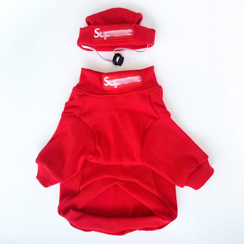 Pet Clothing Trendy Brand Street Dog Clothes Teddy Bottom Coat Hat Set
