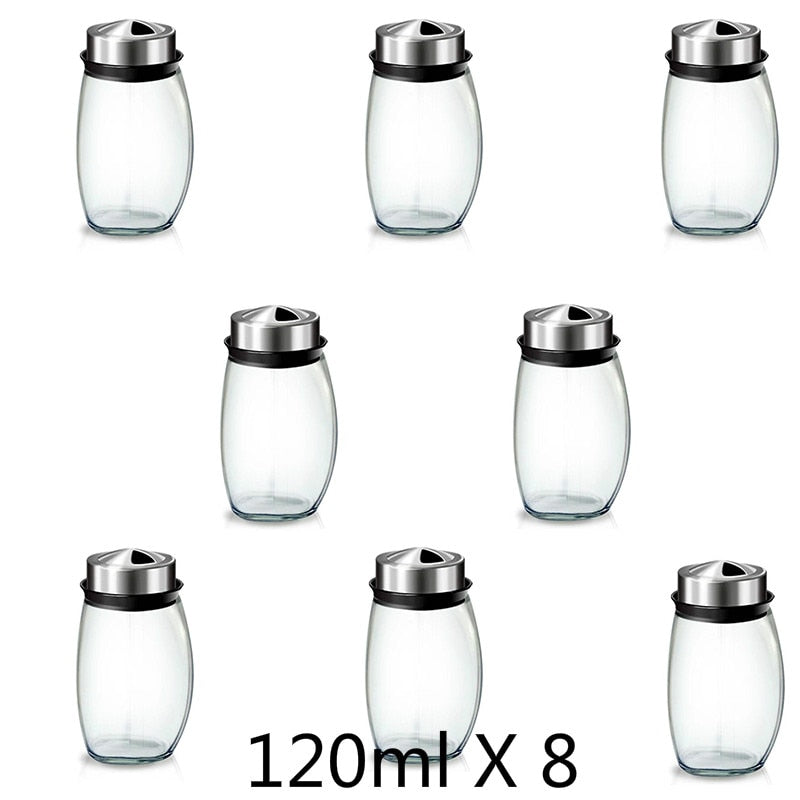 Rotating Cruet Condiment Seasoning Jars Set for Spices