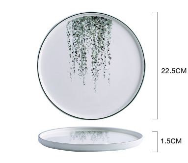 6color 8.8inch In-glaze Decoration Plant Dinner Plate Bone China Cake Dishes Plate Porcelain Pastry Fruit Tray Ceramic Tableware
