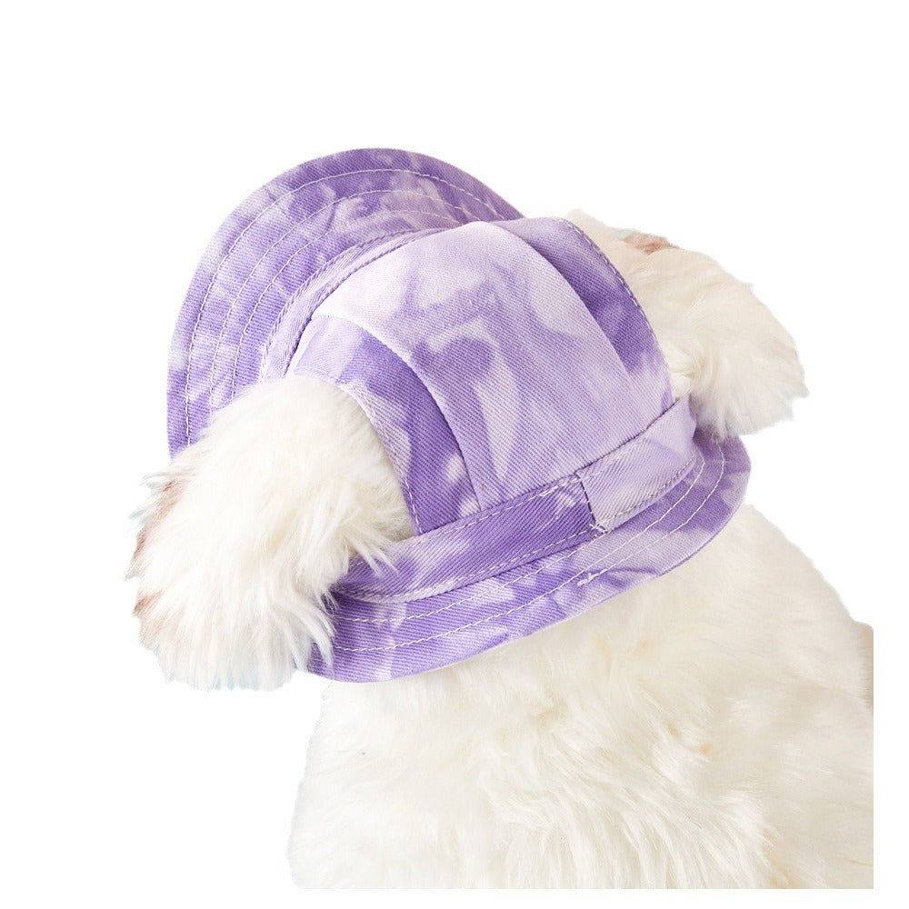 New Pet Hat Ear Leakage Cotton Tie Dyed Dog Hat