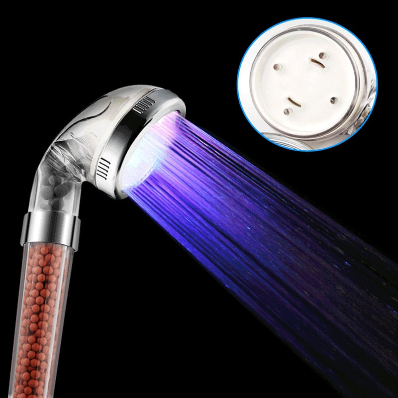 Hongdec Bathroom LED Multicolor 7 Colors Rainbow SPA Ionic Filter hand held Shower head