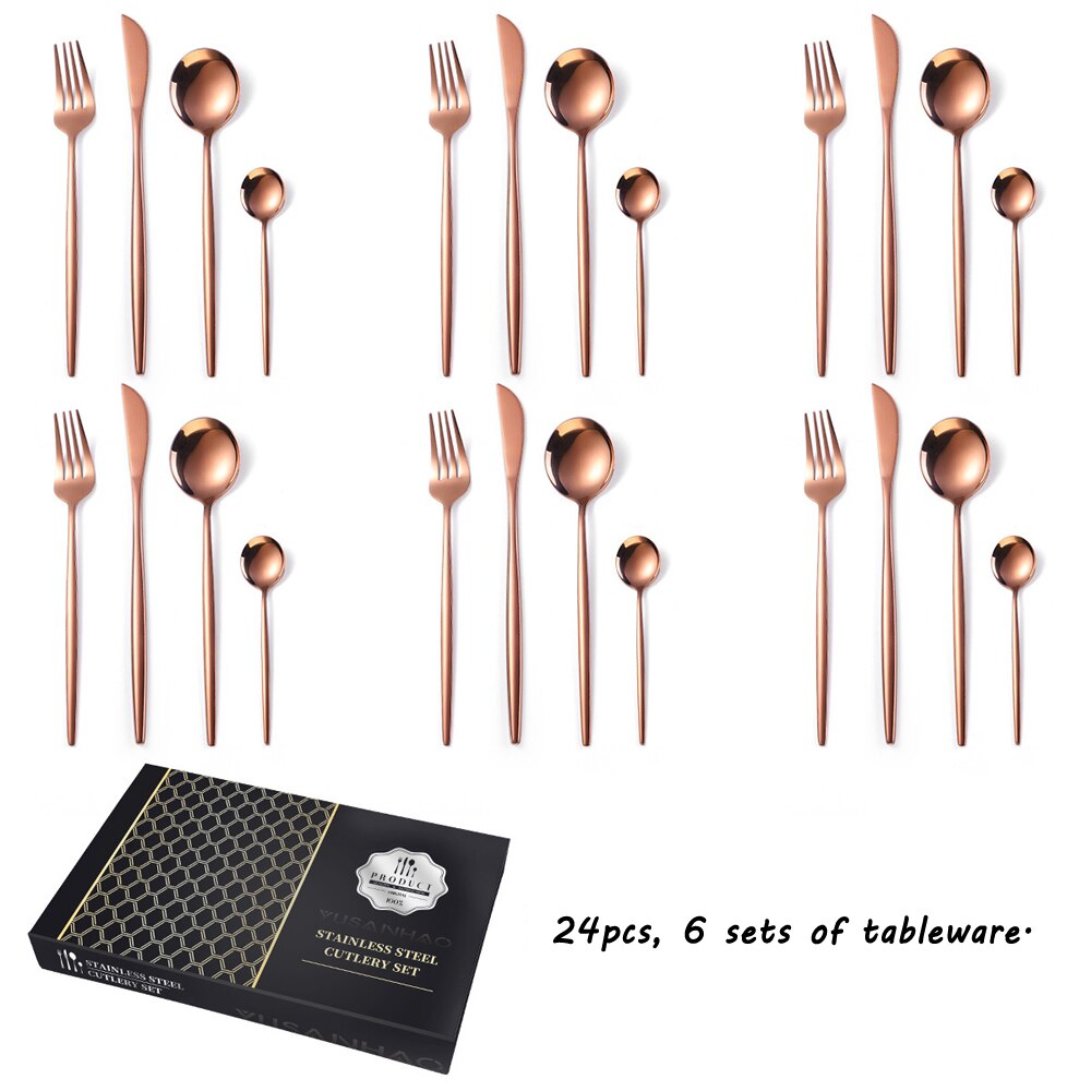 24pcs Dinnerware Set Stainless Steel Tableware Set with Storage Box