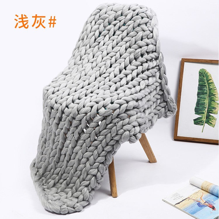 Nordic Chunky Knit Blanket Handmade Crochet Throw Knitted Blanket Sofa Blanket Oversized Woolen Blanket