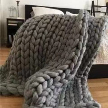 Nordic Chunky Knit Blanket Handmade Crochet Throw Knitted Blanket Sofa Blanket Oversized Woolen Blanket