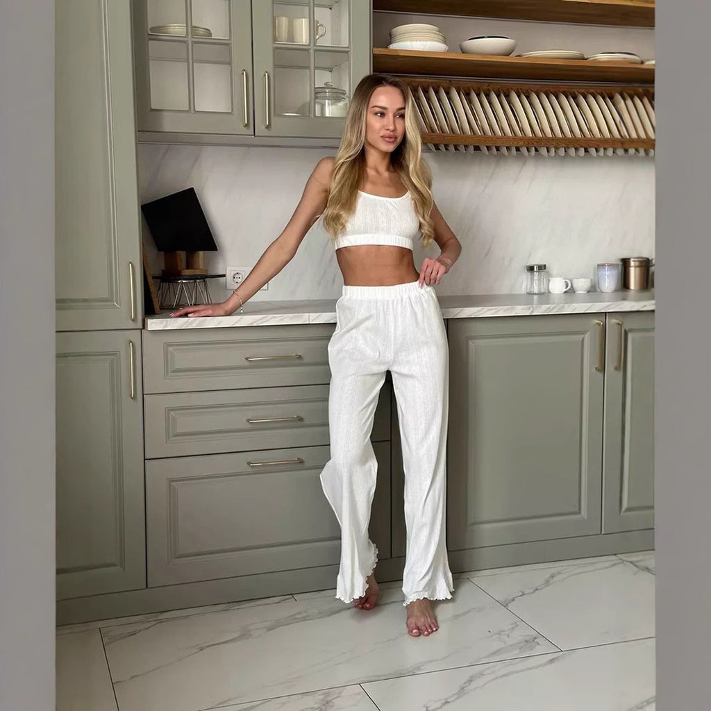 Sexy Crop Top and Long Pants Lounge Set