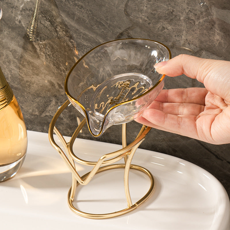 Light Luxury Bronzing Soap Box Household Toilet Drain Soap Box Creative Punch-Free Storage Rack