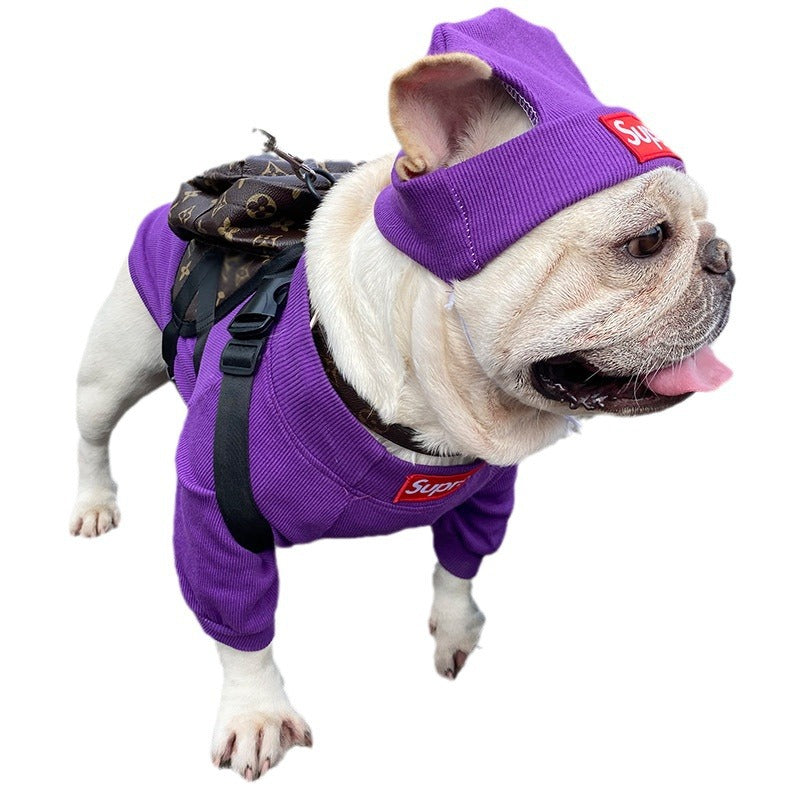 Pet Clothing Trendy Brand Street Dog Clothes Teddy Bottom Coat Hat Set