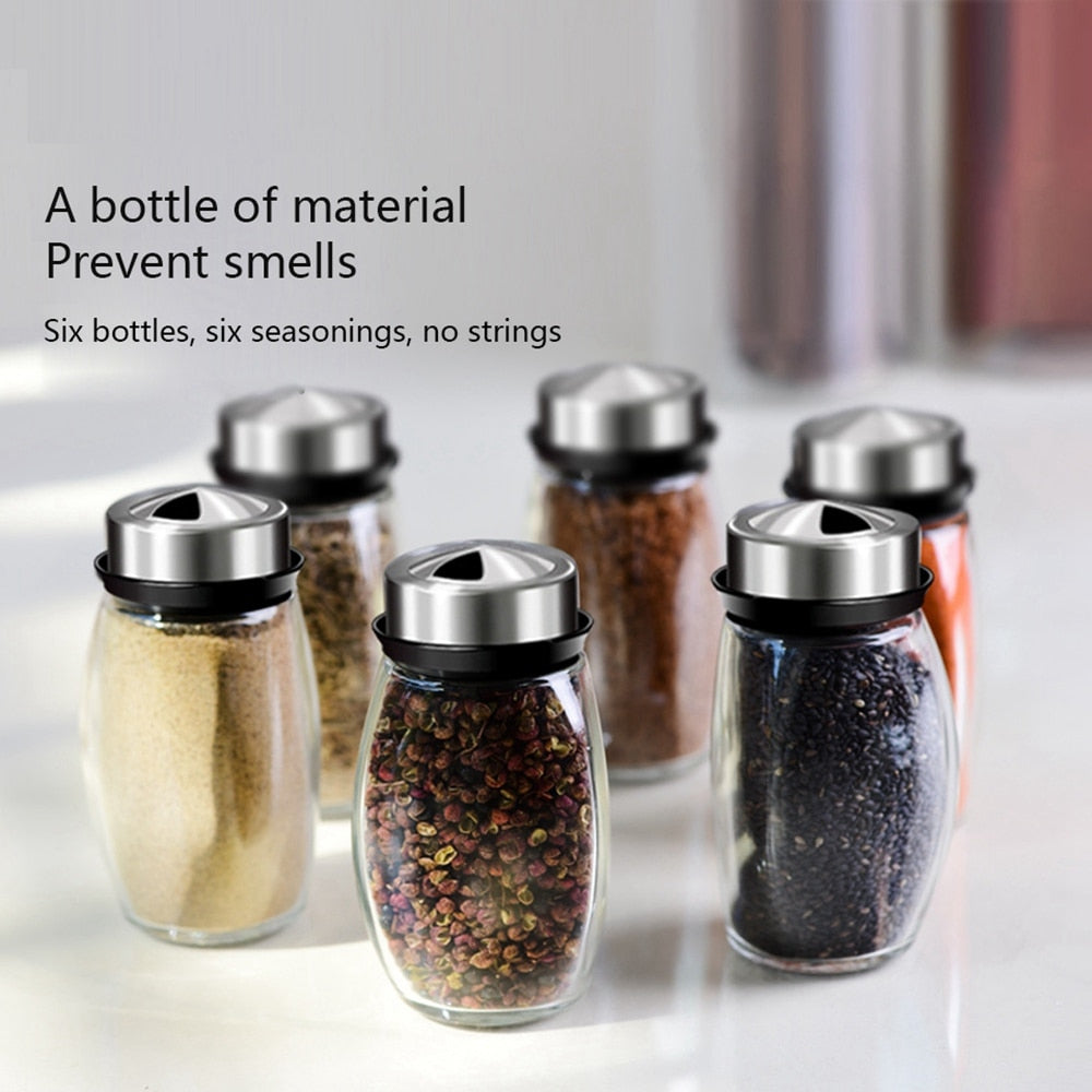 Rotating Cruet Condiment Seasoning Jars Set for Spices