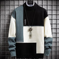 Winter Cashmere Sweater Men's Turtleneck Patchwork