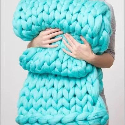 Nordic Chunky Knit Blanket Handmade Crochet Throw Knitted Blanket Sofa Blanket Oversized Woolen Blanket