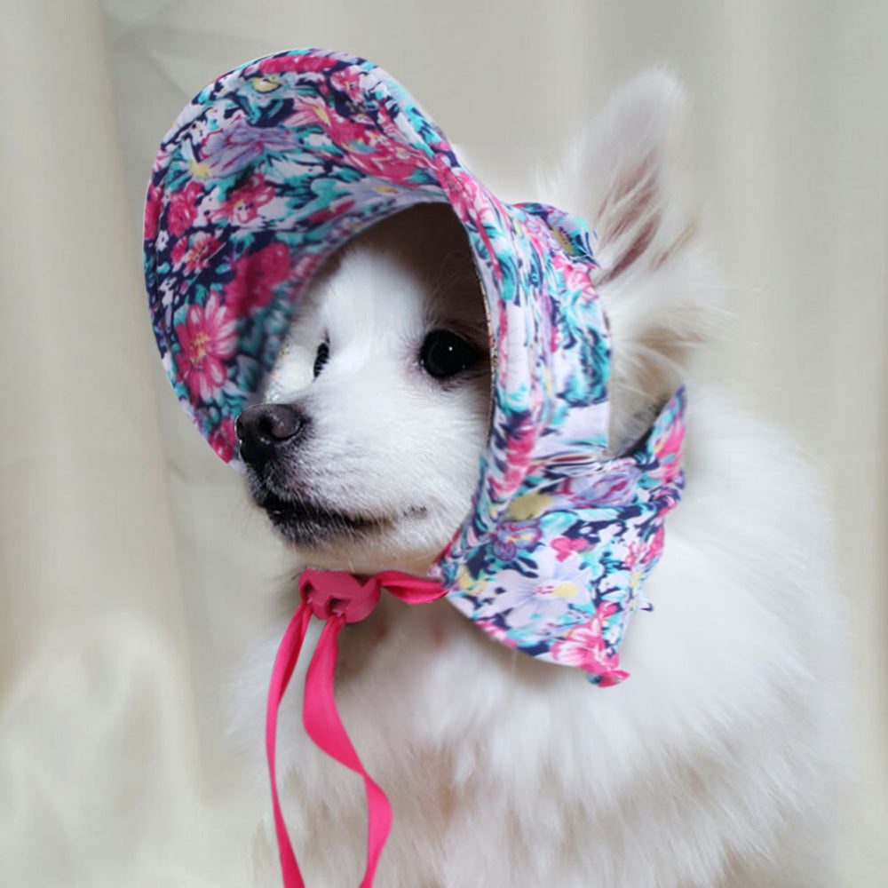 Pet Floral Hat Cute Cat And Dog  Tie Floral Pet Dress Up Hat