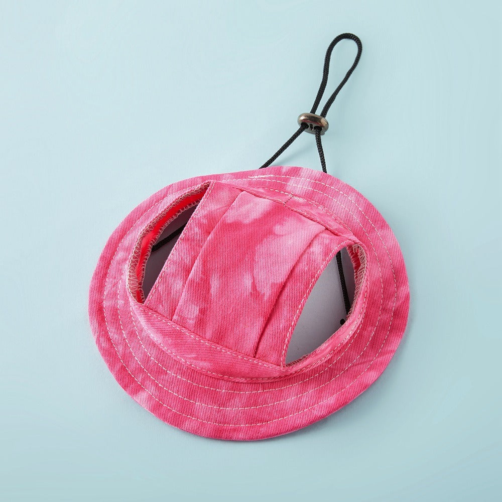 New Pet Hat Ear Leakage Cotton Tie Dyed Dog Hat