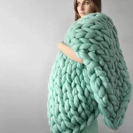 Nordic Chunky Knit Blanket Handmade Crochet Throw Knitted Blanket Sofa Blanket Oversized Woolen Blanket