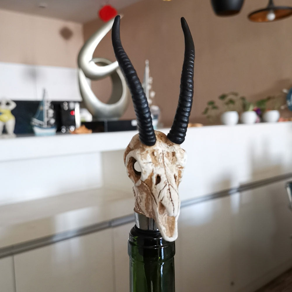 Antelope Horn Skull Wine Cork Ornament