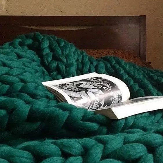 Nordic Chunky Knit Blanket Handmade Crochet Throw Knitted Blanket Sofa Blanket Oversized Woolen Blanket