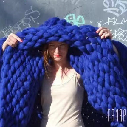 Nordic Chunky Knit Blanket Handmade Crochet Throw Knitted Blanket Sofa Blanket Oversized Woolen Blanket