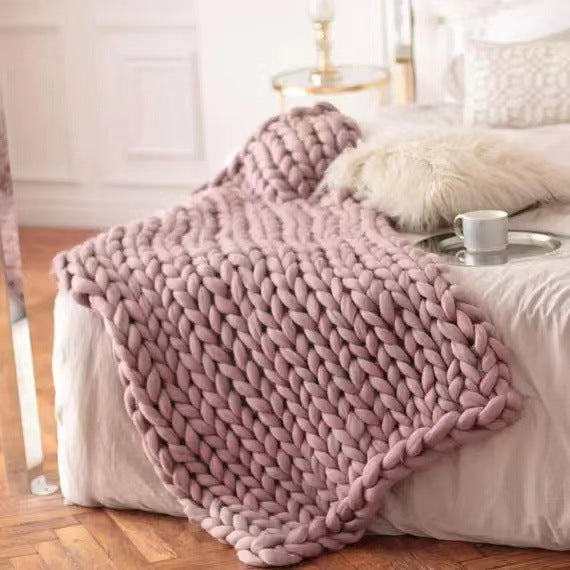 Nordic Chunky Knit Blanket Handmade Crochet Throw Knitted Blanket Sofa Blanket Oversized Woolen Blanket