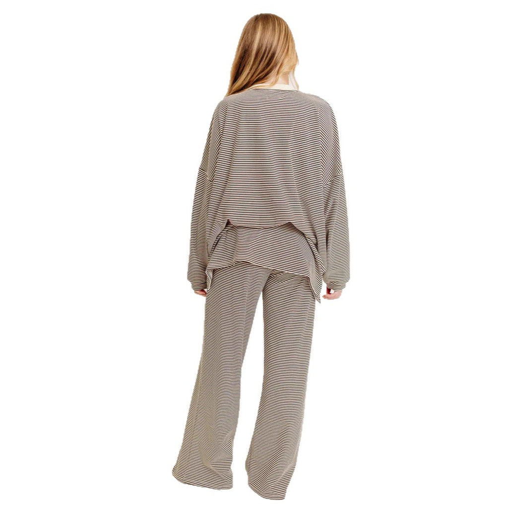 Fashion Stripe Casual Lounge Wear Pajama Set for Women