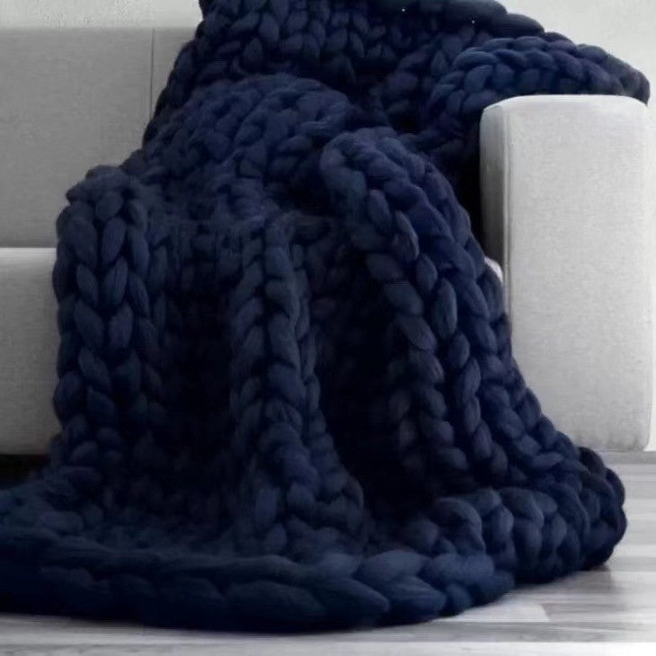 Nordic Chunky Knit Blanket Handmade Crochet Throw Knitted Blanket Sofa Blanket Oversized Woolen Blanket