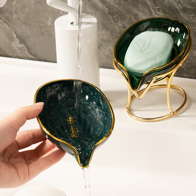 Light Luxury Bronzing Soap Box Household Toilet Drain Soap Box Creative Punch-Free Storage Rack