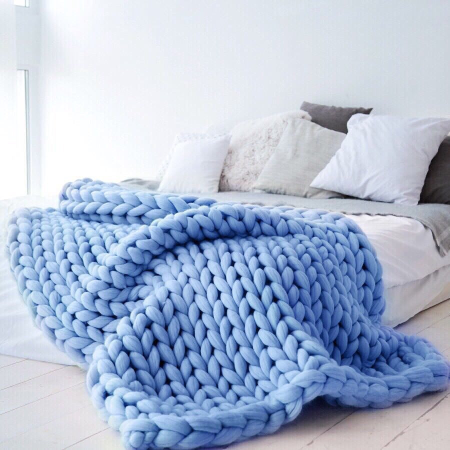 Nordic Chunky Knit Blanket Handmade Crochet Throw Knitted Blanket Sofa Blanket Oversized Woolen Blanket
