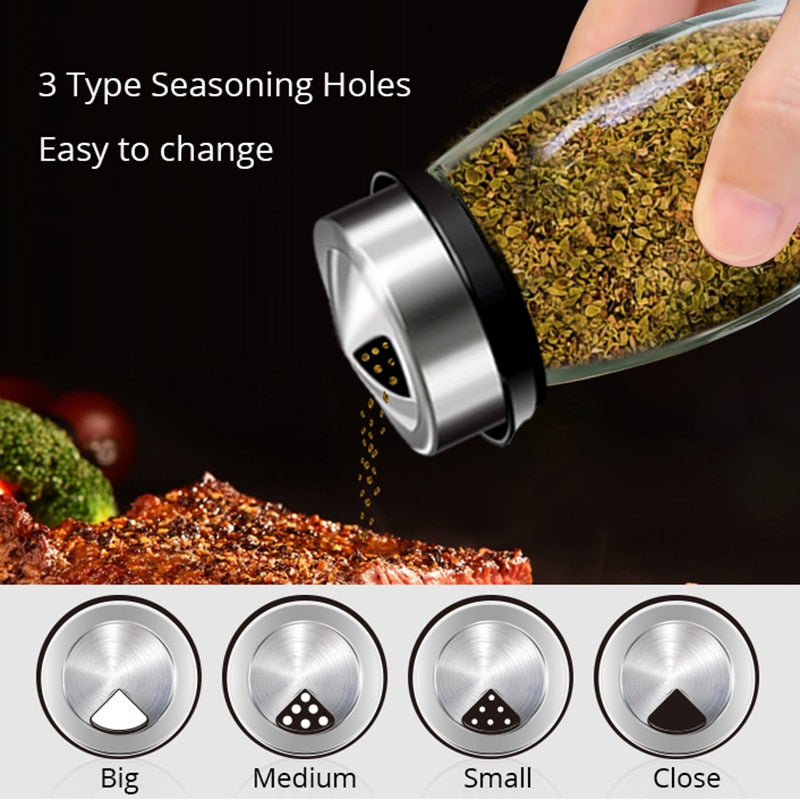 Rotating Cruet Condiment Seasoning Jars Set for Spices