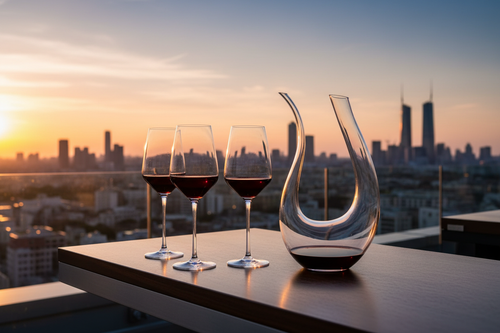1500ml crystal wine decanter set on a rooftop at sunset